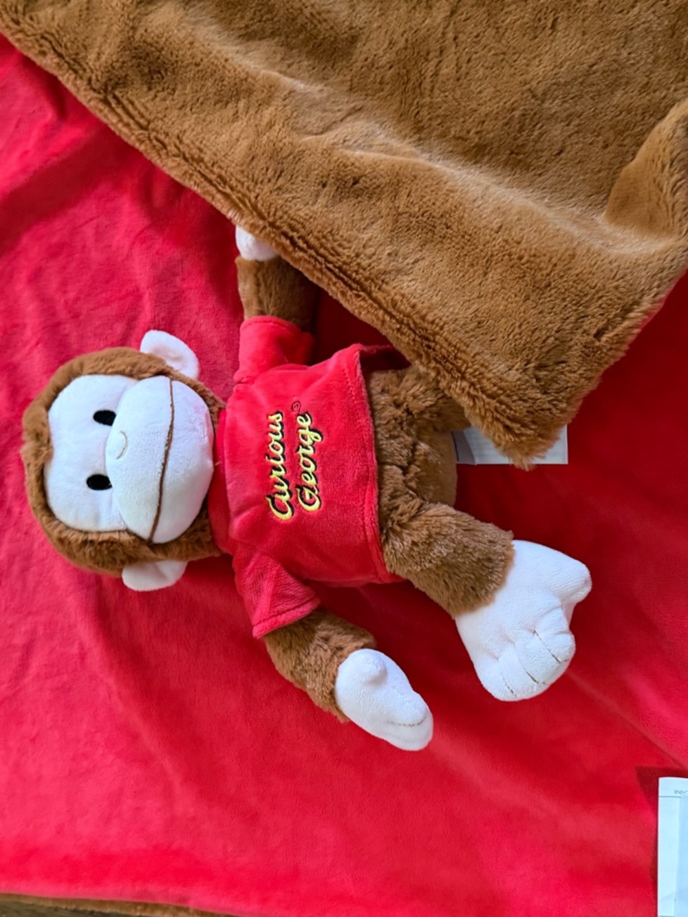 Curious George Plush Monkey with Red Shirt and small blanket - Picture 10 of 11
